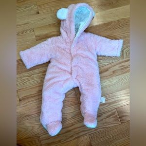 0-3 Pink Shaggy Pram / Snowsuit